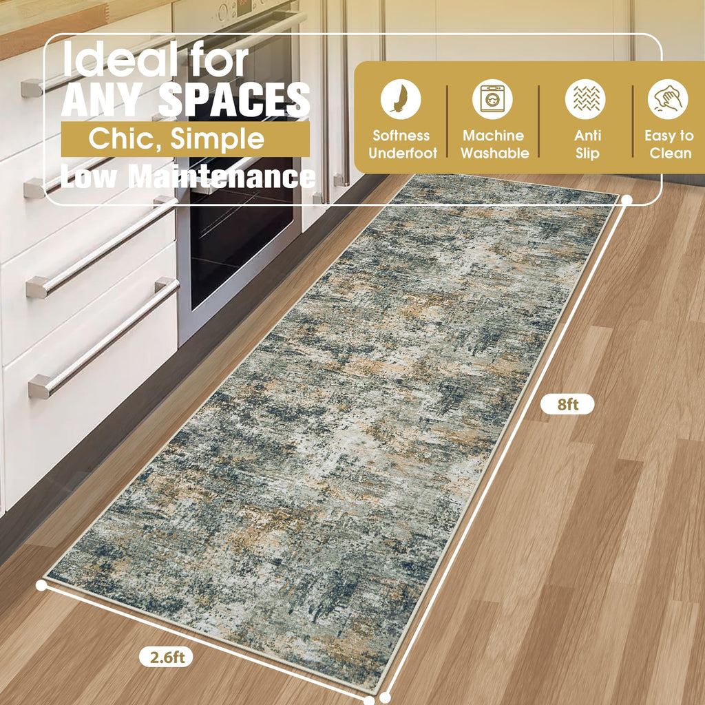 Runner Rugs s Kitchen 2.6x8 Non Slip Washable Multi Color