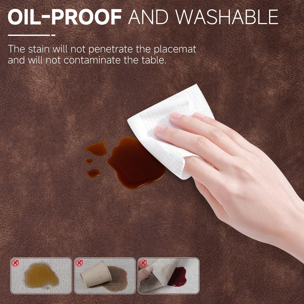 Fall placemats Set of 4, Faux Leather 12x17 Wipeable Table Mats
