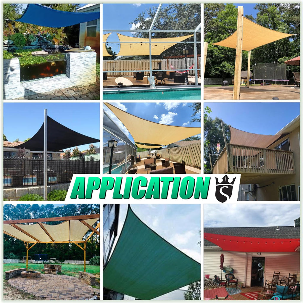 8' x 18' Sand Beige Rectangle Square Sun Shade Sail Order to Make RTAPR1016 Canopy, UPF50+ 95% UV Blockage, 200GSM