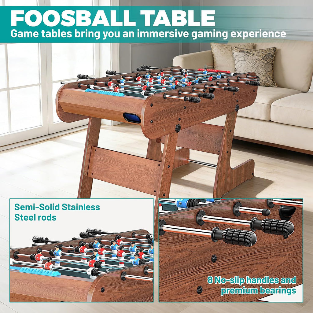 2-in-1 Multi Game Table, 53.5" Foosball Table, Air Hockey Table for Adult and Kids- Indoor Entertainment Center for