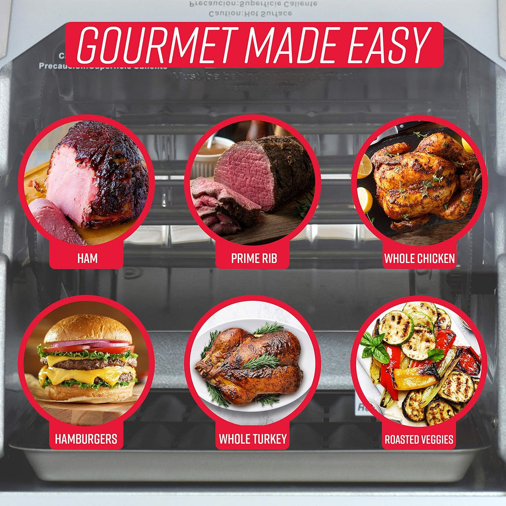 Digital Rotisserie Oven, Platinum Digital Design, Large Capacity (12lbs) Countertop Oven, Multi-Purpose Basket for