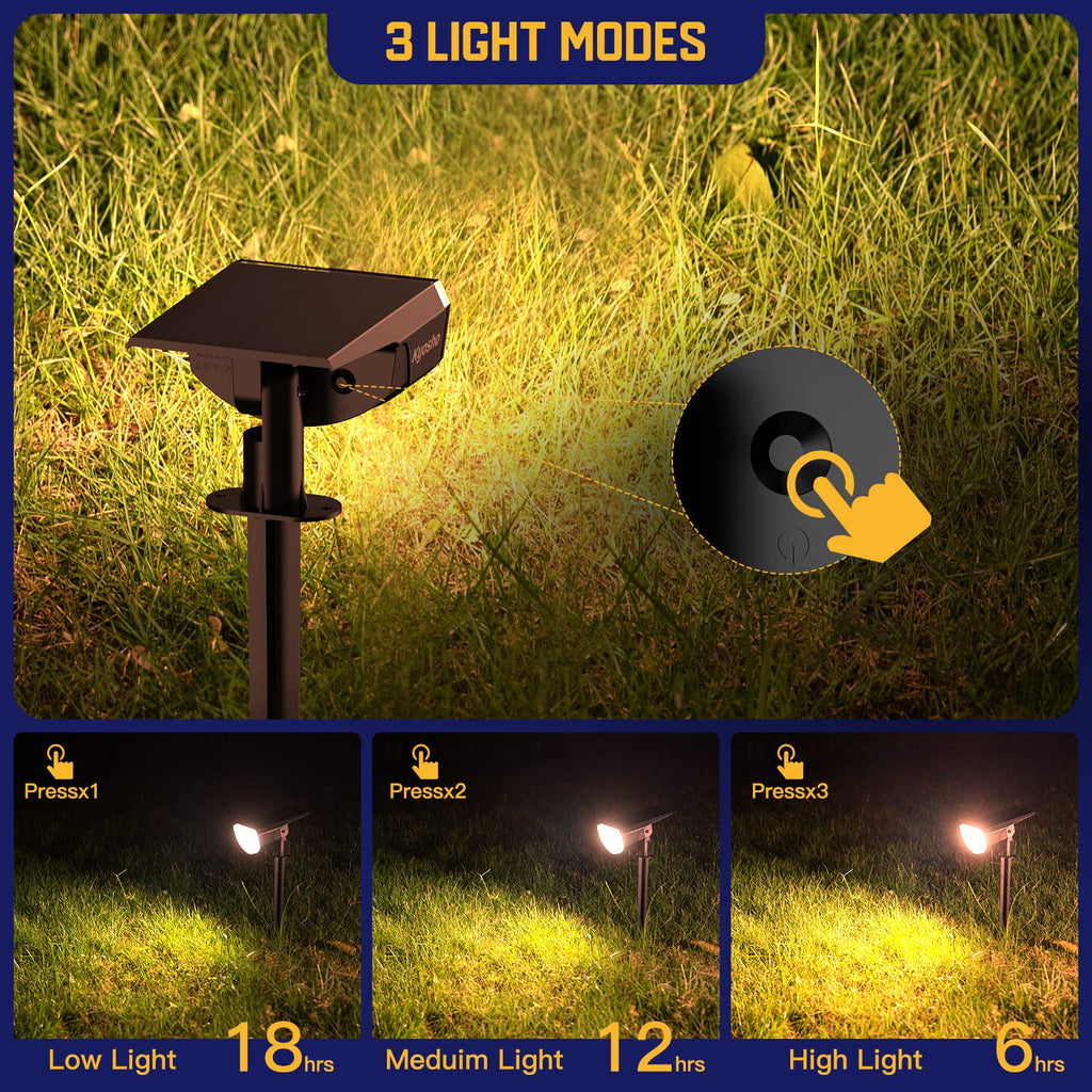 Solar Spot Lights Outdoor, IP67 Waterproof 38 LED Solar Powered Landscape Spotlights for Yard, Garden, Driveway