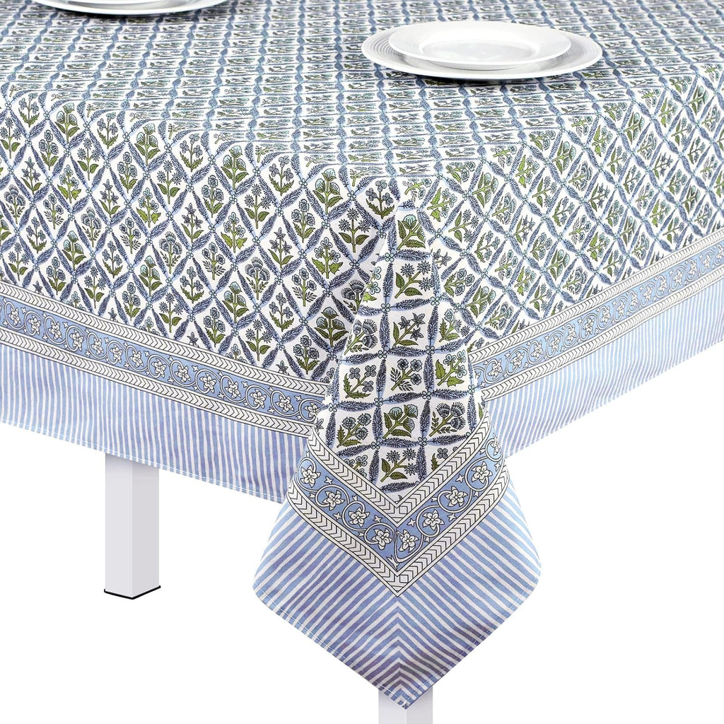 60'' x 90'' Cotton Tablecloth Handmade Cotton Floral Tablecloth Washable Print Rectangle Table Cover