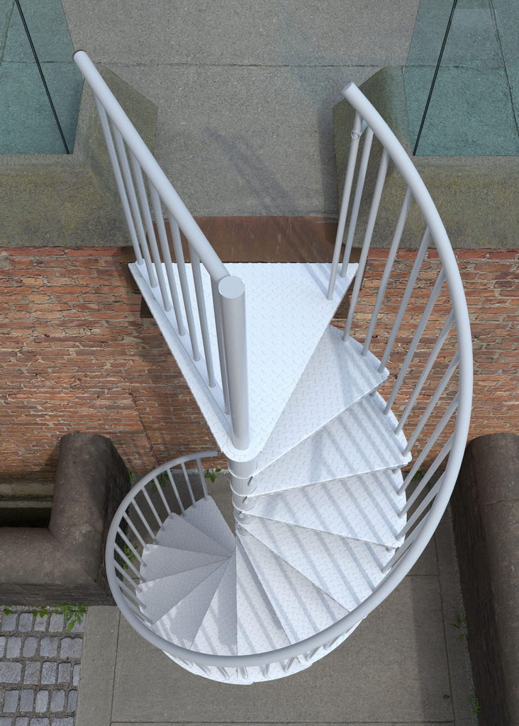 Austrian Outdoor Spiral Staircase Steel Galvanized+Black/White/Anthracite Painted Tube/Cable Railing Option 47.24"