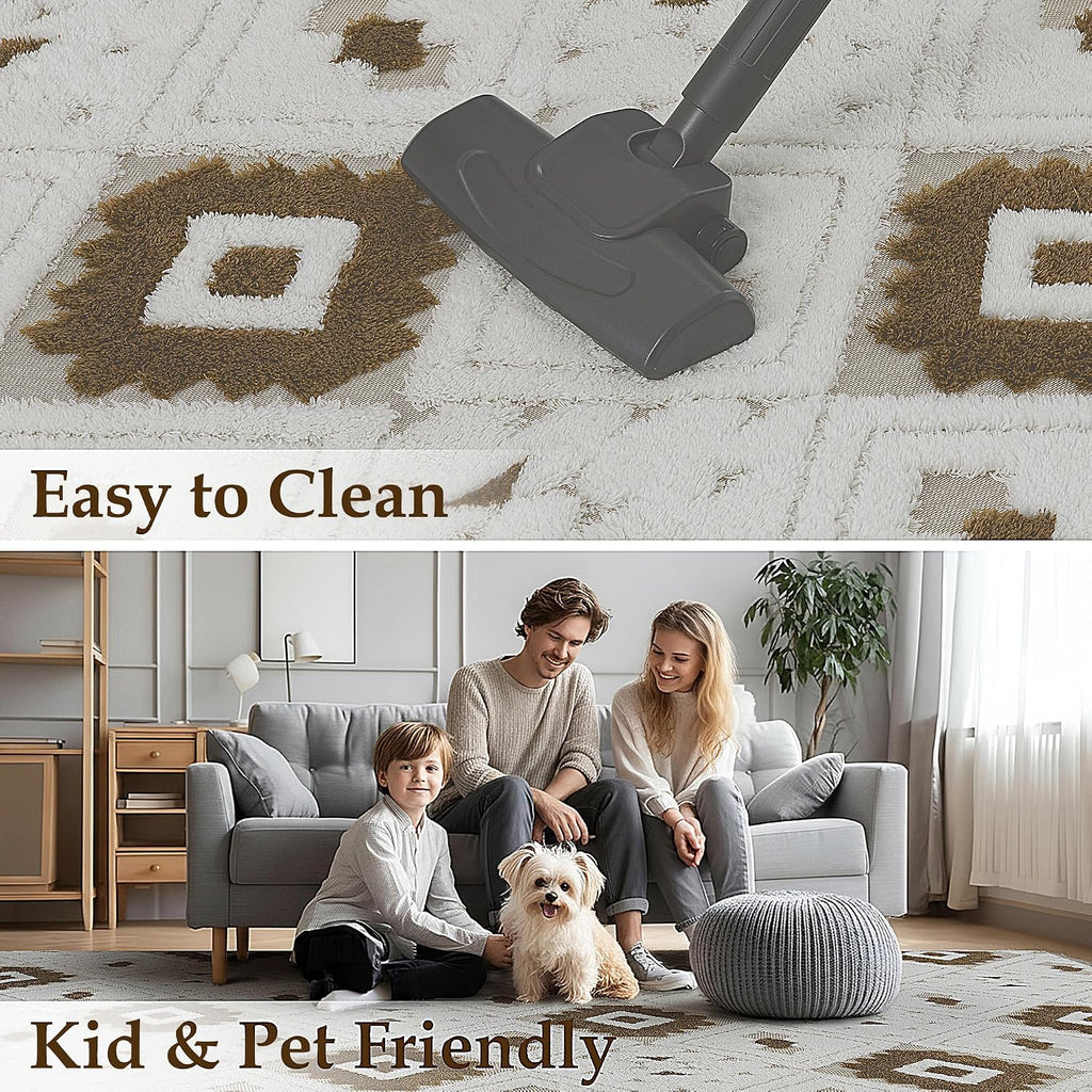 8x10 Brown Shag Area Rug Soft Washable Carpet