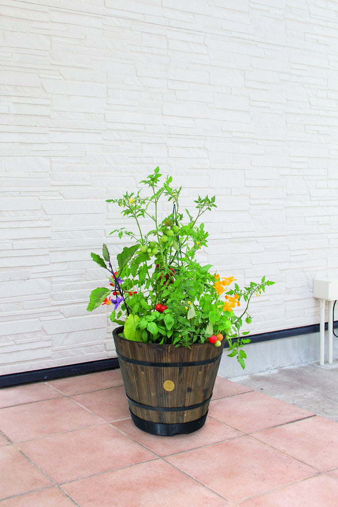 Barrel Planter Small 37cm Burnt Oak