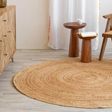 8ft Round Natural Jute Rug - Handwoven Braided Reversible Vintage Area Rug Farmhouse Rustic and Bohe