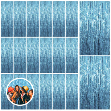 20 Pack Blue Backdrop Curtain Tinsel Streamers Ocean Themed Decor Birthday Party Decorations Foil Fringe Backdrop