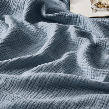 100% Cotton Muslin Blanket 4-Layer for Bed Breathable Lightweight Soft Large Boho Farmhouse Linen Tassels