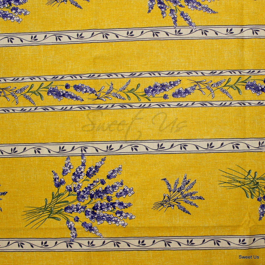 Royal Lavender Wipeable Tablecloth Spill Resistant Acryllic Coated, Floral Cotton French Provencal Tablecloth for