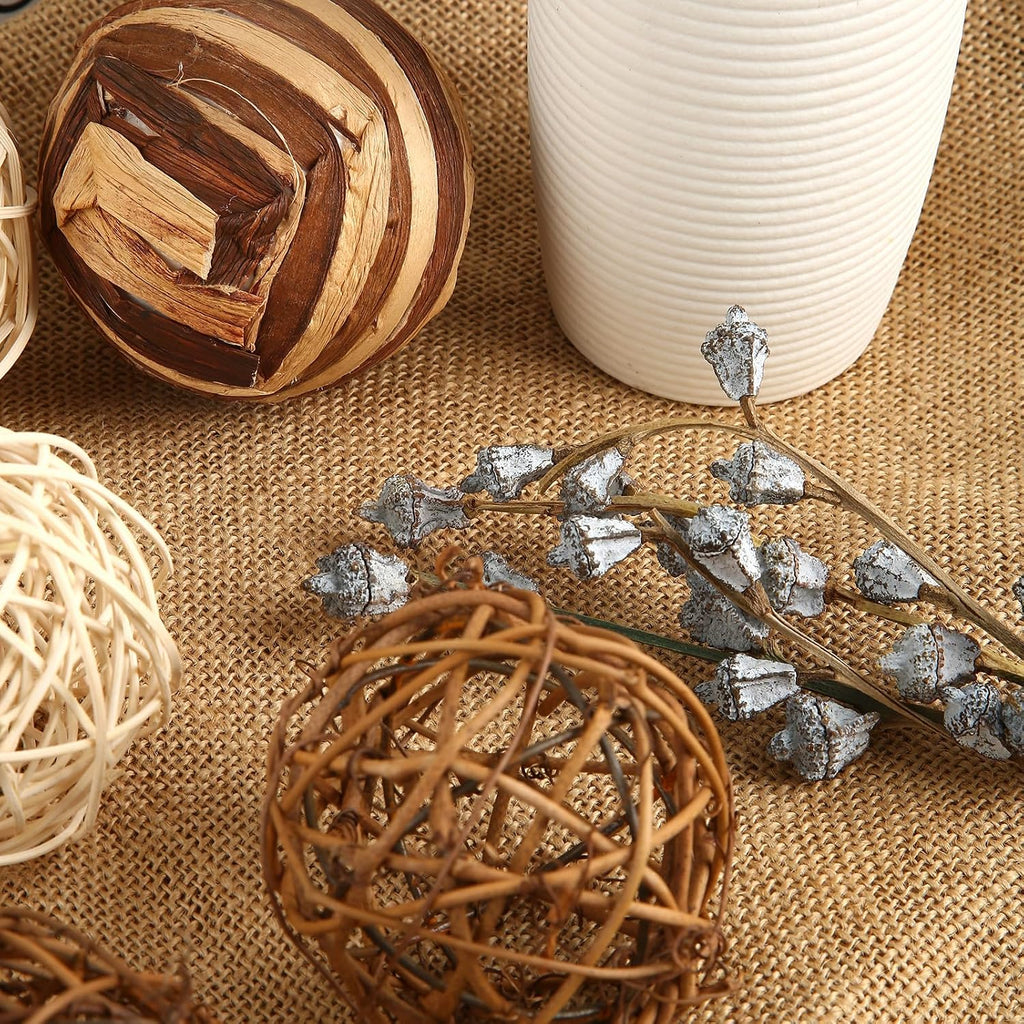 Decorative Bowl & Vase Filler Balls Decor PCS Natural Tone Rattan Wicker Balls Centerpieces Decoration - Set of 6