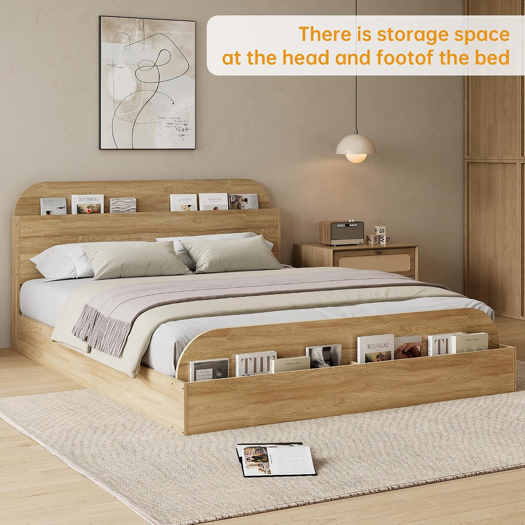 Bed Frame, Floor Low Platform Bed, Natural