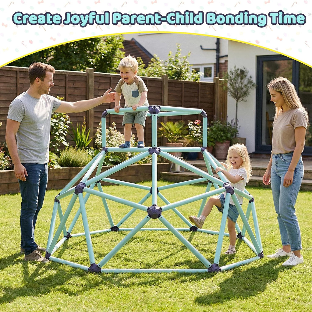 Geometric Climbing Dome - Sturdy Steel Frame, All-Weather, for Kids 3-10 (Blue)