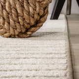 Y Hallie High-Low Curve Ivory/Cream Indoor/Outdoor Area Rug, 8x10, Minimalist, Japandi, Pet Friendly