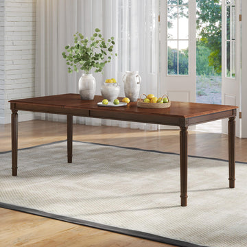 79" Solid Wood Farmhouse Dining Table with Roman Legs, Brown