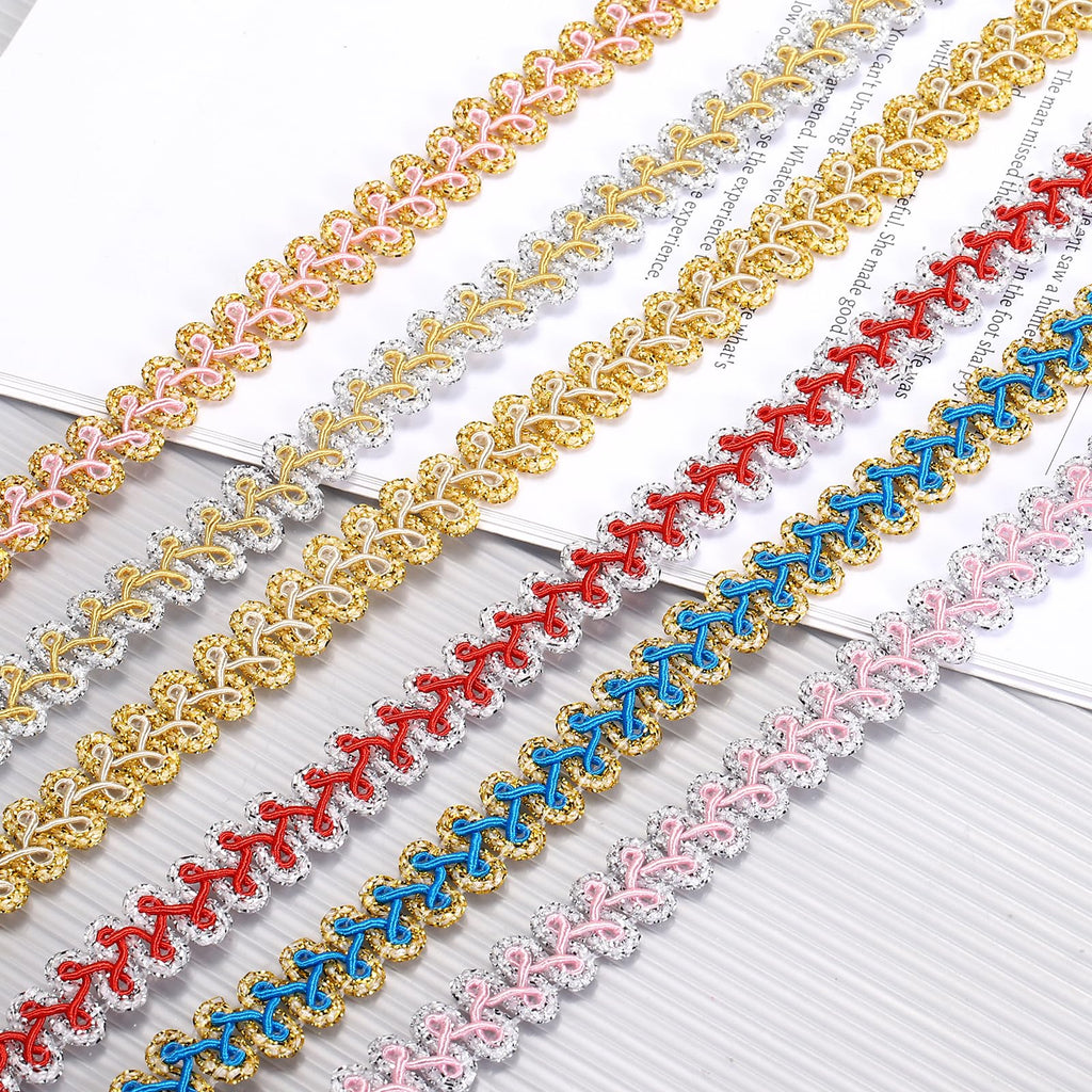 Metallic Gimp Braid Trim 1/2" Wide 9 Yards Water Pink-Silver