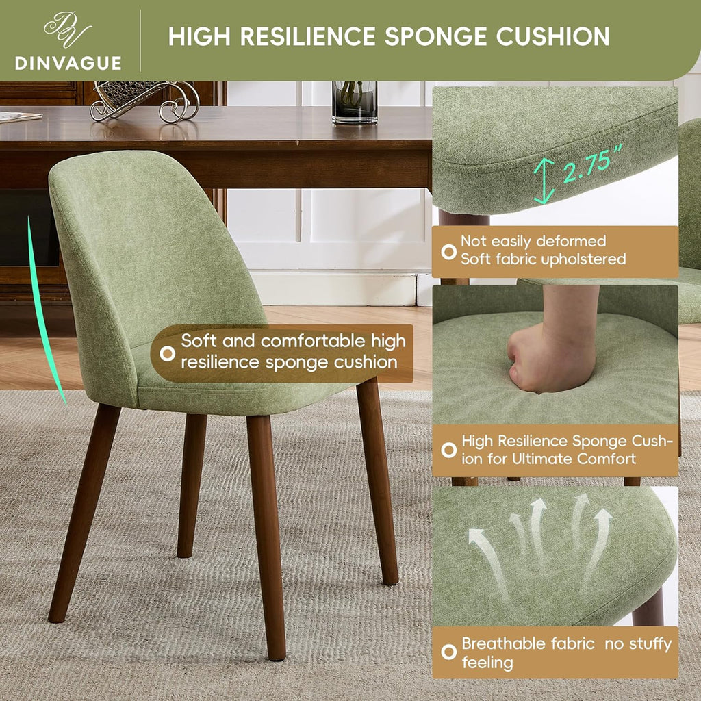 Upholstered Dining Chairs Set of 2,Solid Wood Legs,Modern Dining Chairs Set of 2