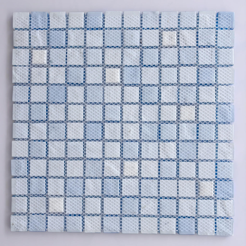 Light Blue Glass Mosaic Tiles, 6mm Ocean Gradient Backsplash, 15 Sheets