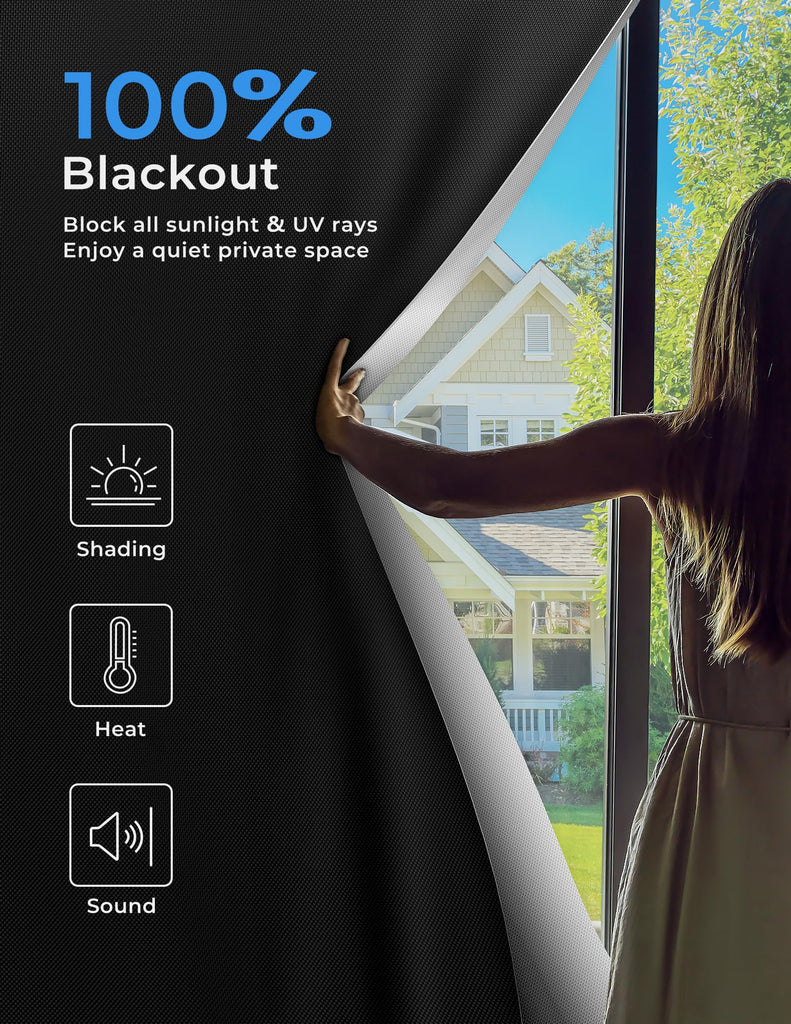 Blackout Curtains 47"x48" Portable No Drill Black Out Window Cover