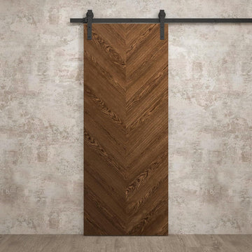 Interior Modern Barn Door 32 x 84 inches | Ego 5005 Cognac Oak | 6.6FT Rail Track Heavy Hardware Set