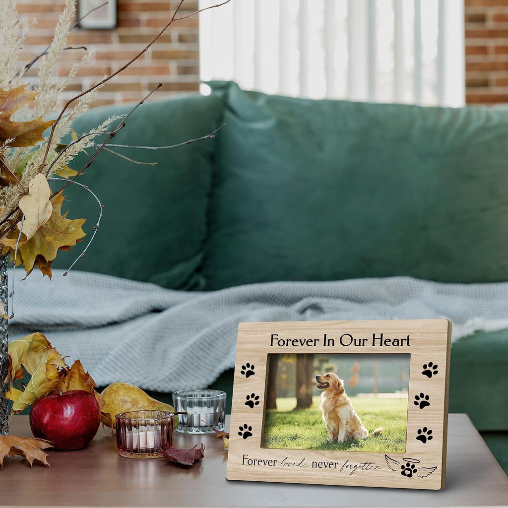 Forever in Our Heart Pet Memory Picture Photo Frame, Cat & Dog Memorial Picture Frames, Sympathy Gifts for Pet Loss