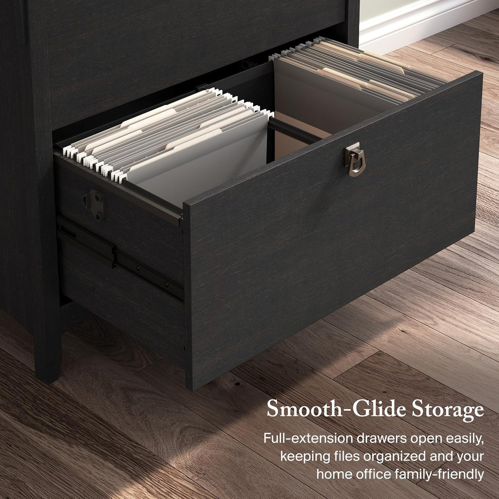 Home Salinas 2 Drawer Lateral File Cabinet in Vintage Black, Home Office Storage Solution, Organizer with Drawers for