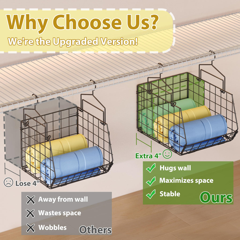 6-Tier Extended Depth Hanging Closet Organizers and Storage for Closet Organization, Stackable Hanging Shelves with