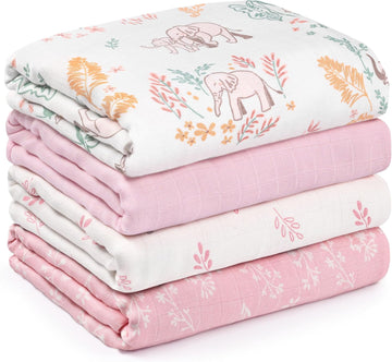 Muslin Swaddle Blankets 4Pk Receiving Blanket Large 35" x 40"
