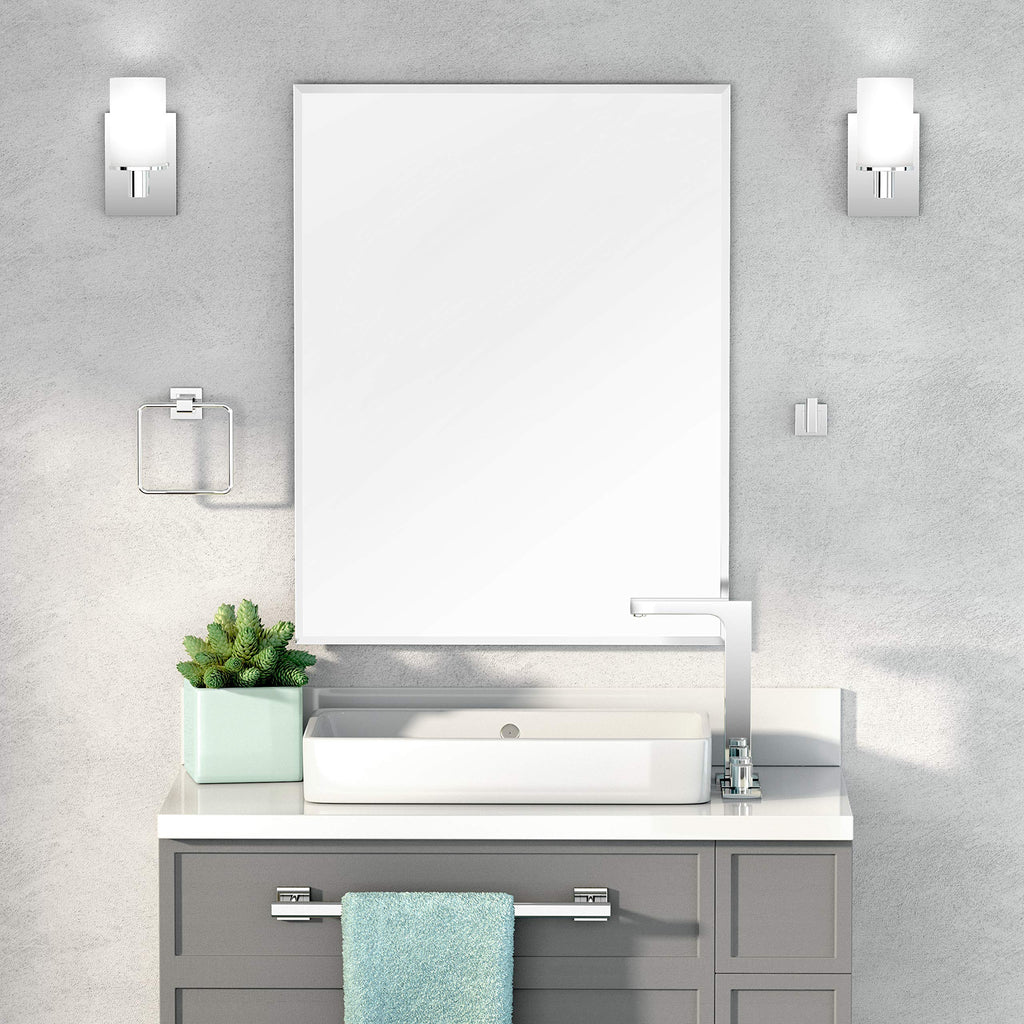 1803 Flush Mount Frameless Rectangle Mirror, 24" H