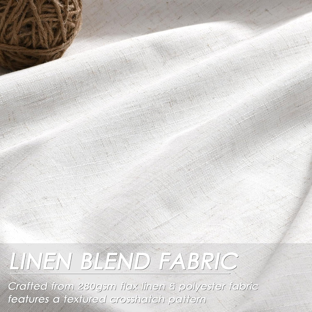 100% Blackout Linen 108 Inch Curtains for Bedroom Cream Black Out Curtain for Living Room Thermal Insulated Farmhouse