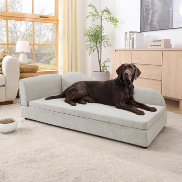 Oversized Sofa Pet Bed, Pet Bed Sofa with Linen Fabric, Dog Couch Bed with Wave Backrest for Medium and Large