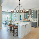 53 Inch Large Black Wagon Wheel Chandelier 30-Light Farmhouse Wagon Wheel Chandeliers Round Industrial Ceiling Light fixtures for Outdoor Porch high Ceilings Living Dining Room Foyer Entryway A105-B0C5RFJLC9