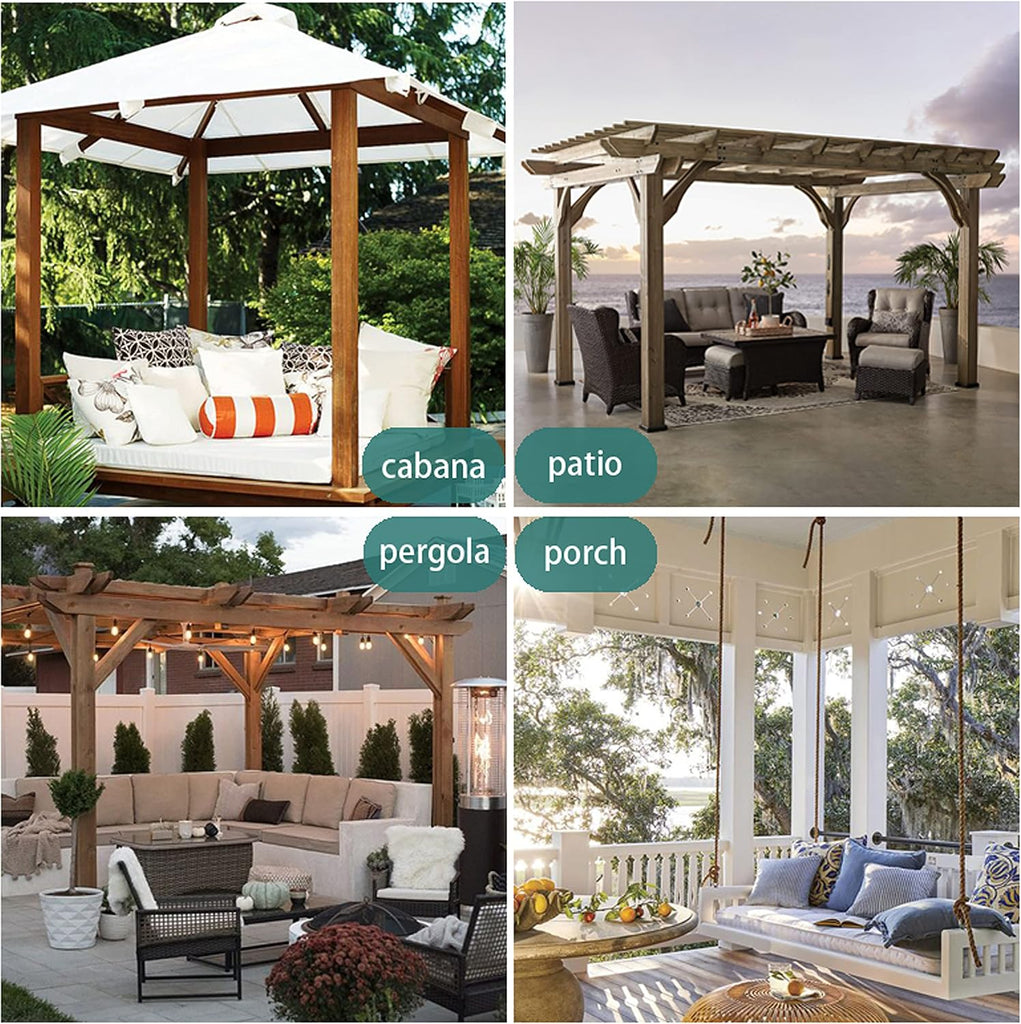 Burlap Linen Look Outdoor Curtain 2 Panels | Waterproof Sheer Curtains for Pergola, Porch, Cabana, Gazebo Grommet