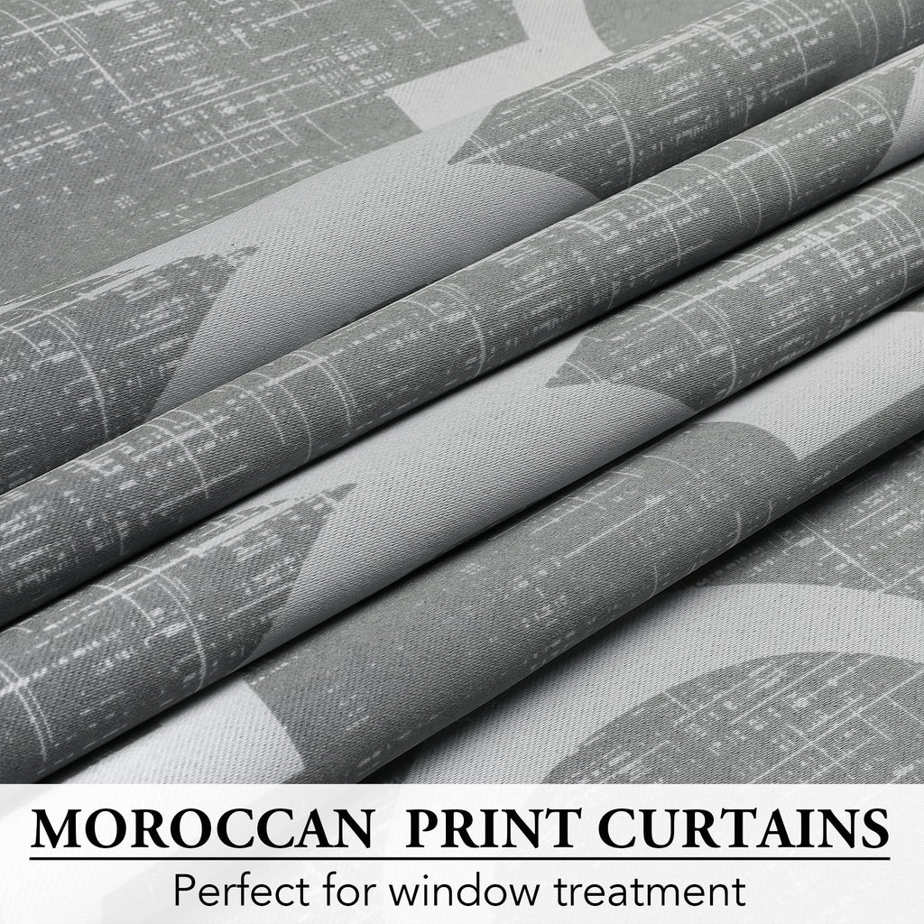 Moroccan 100% Blackout Curtains Bedroom Grey 50x84 2 Panels
