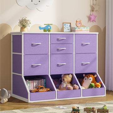 Dresser, 7 Drawer and 3 Open Cubby, Modern Bedroom