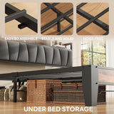 King Bed Frame, Storage Headboard with Charging Station, Solid and Stable, Noise Free, No Box Spring Needed
