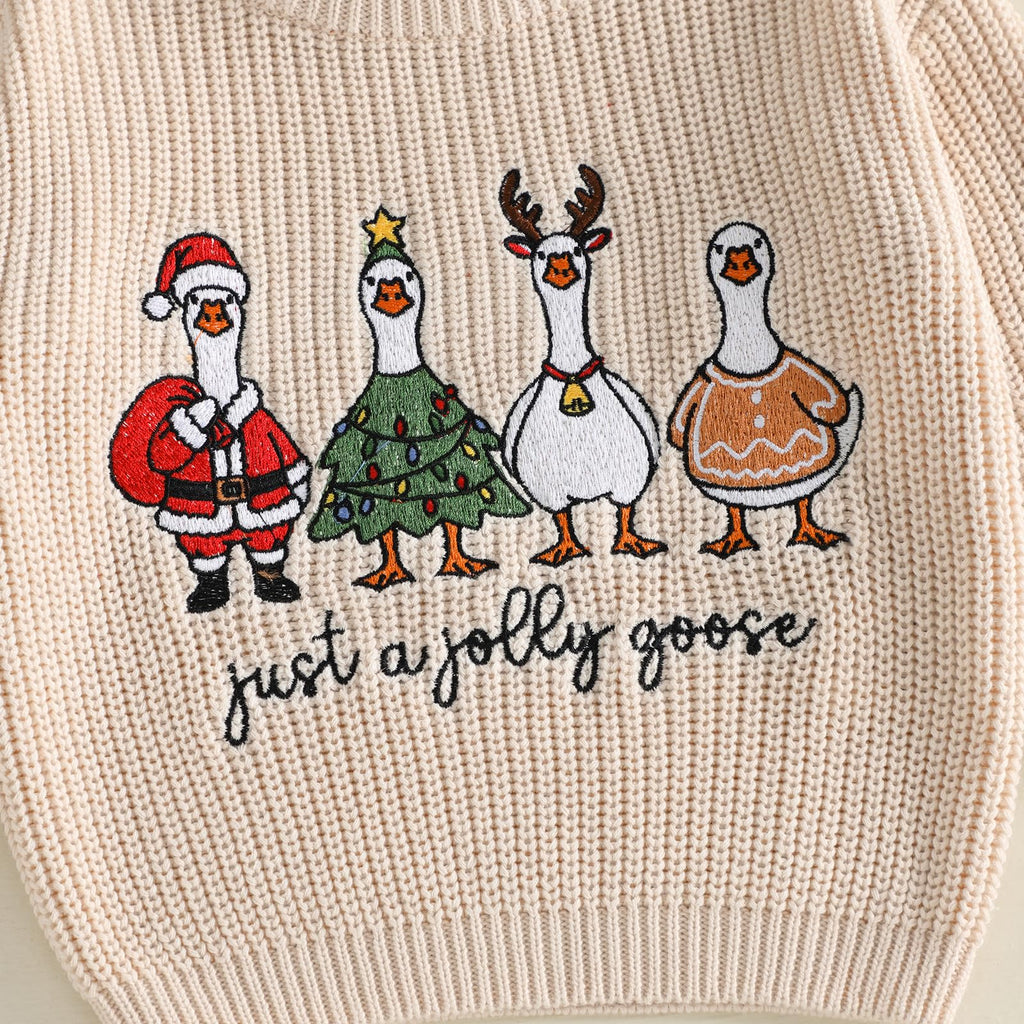 Baby Boy Girl Goose Sweater Long Sleeve Just A Goose Fall Knitwear (Christmas Apricot A, )