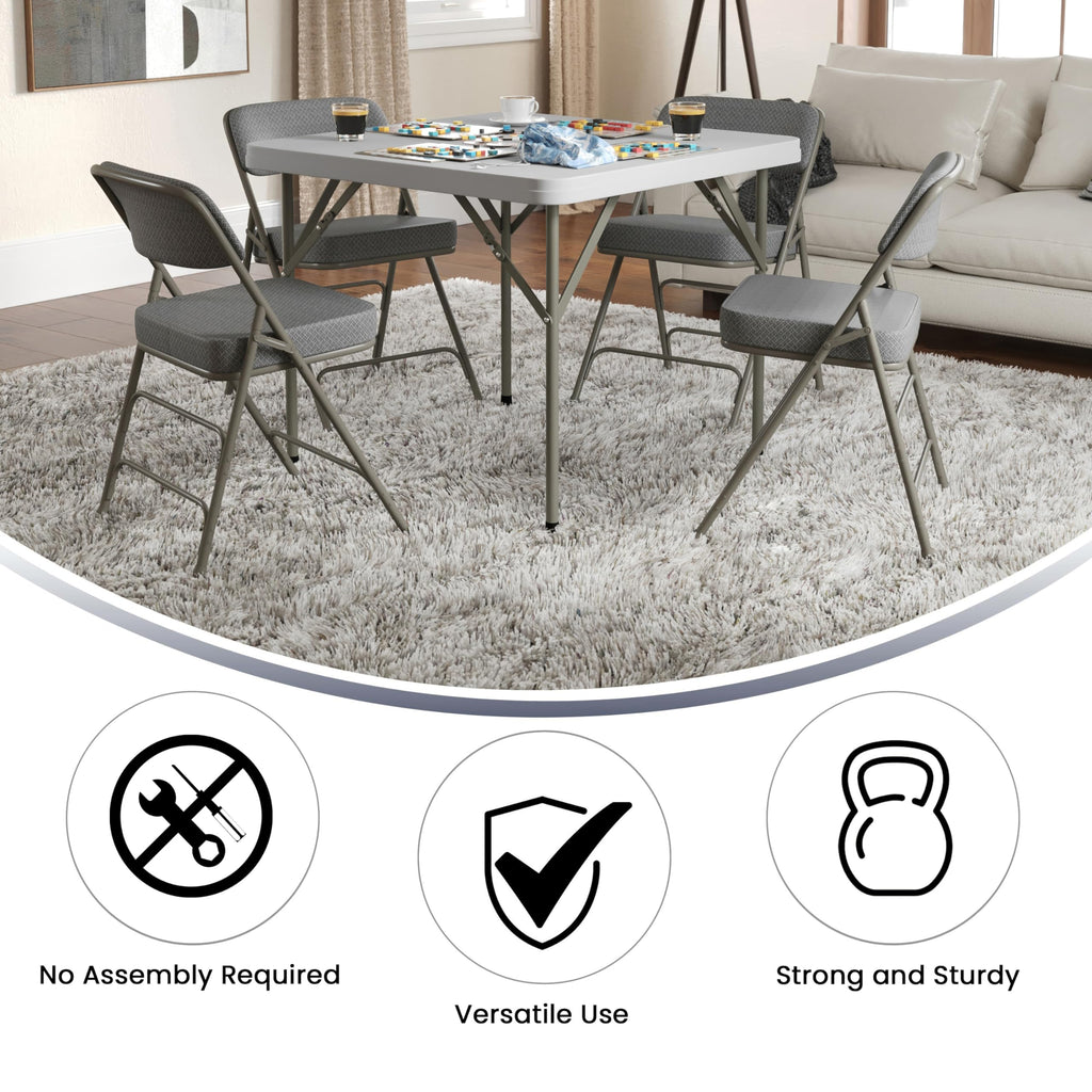 Hercules Series Metal Folding Chair with Cushioned Seat, Fabric Upholstered Event Chair with 300-lb. Static Weight