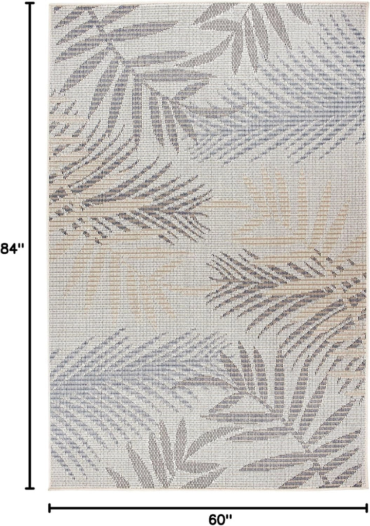 Palm Bahama Indoor/Outdoor Non-Shedding Deck Area Rug Cream
