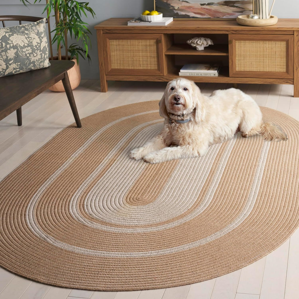 Braided Oval Rug 4x6, Jute Textured Brown & Ivory BRA801A