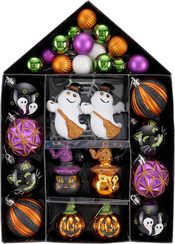Large Halloween Ornaments Shatterproof Tree Decorations - Set of 40