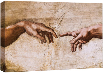 Canvas Print Wall Art The Creation of Adam Closeup by Michelangelo Spiritual & Religious Cultural Oil Painting