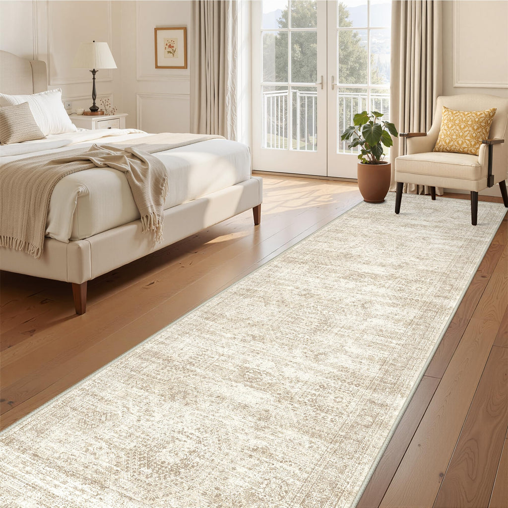 3x12 Runner Rug Non Slip, Washable Hallway Runner Rug, Beige