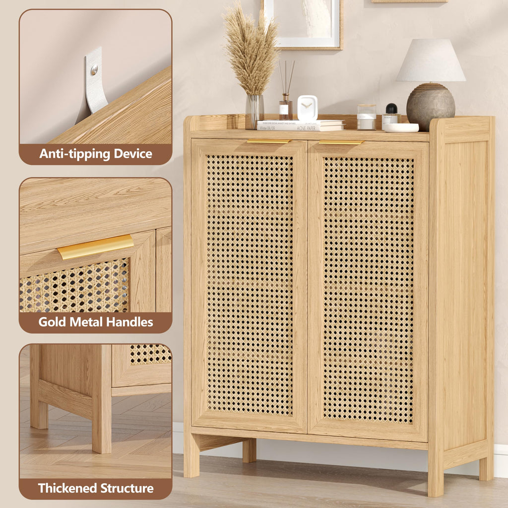 Rattan Shoe Storage Cabinet, 5-Tier Shoe Cabinet