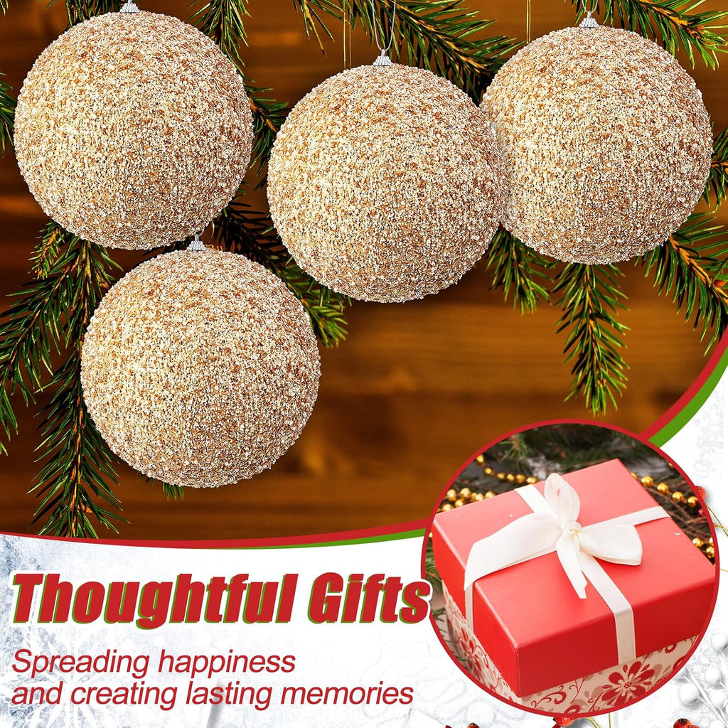 6 Pcs 8'' Extra Large Christmas Tree Ball Ornaments Oversized Huge Big Shatterproof Plastic Xmas Hanging Decorations