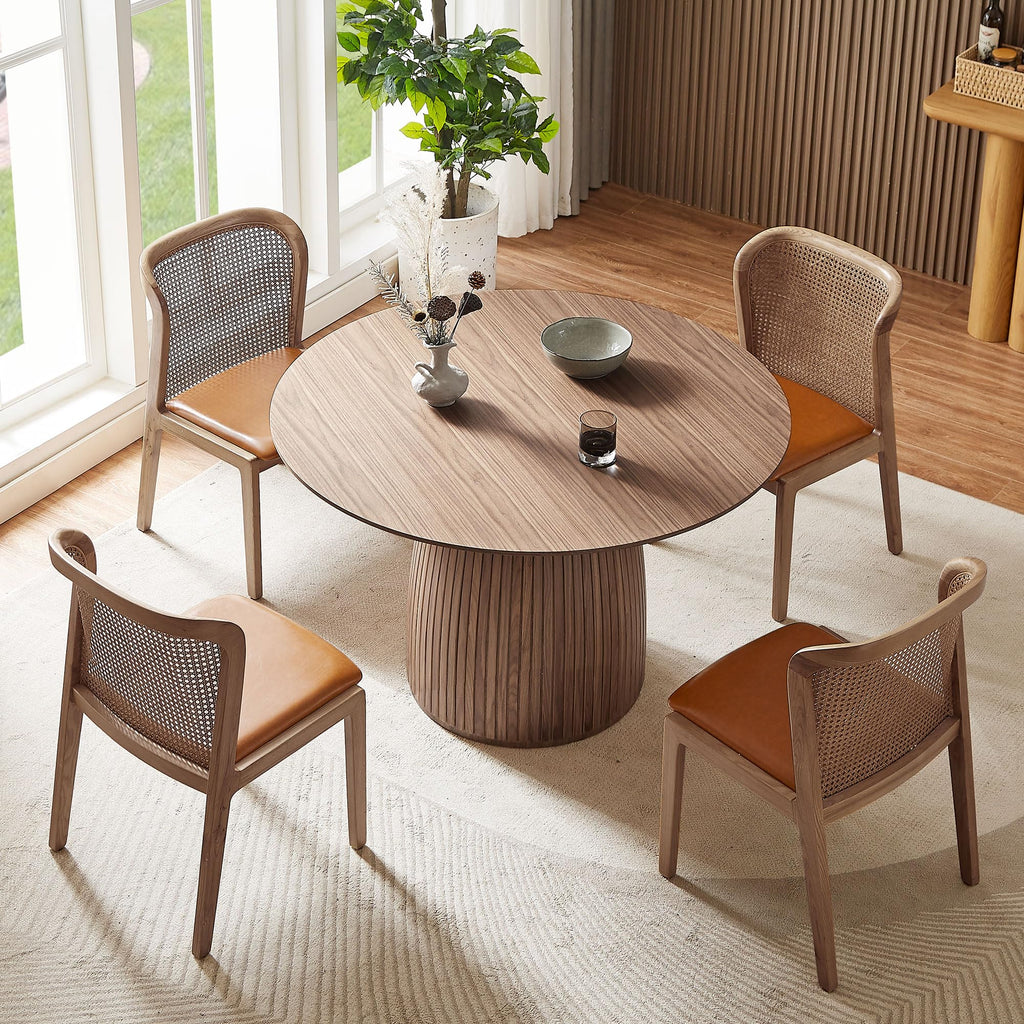 Inspired Saarinen Style 47.2''Round Dining Table for 4, Modern Kitchen Table with Wooden Pedestal Base, Minimalist Elegant Dining Table