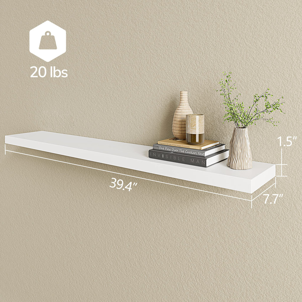 Floating Shelves, 40 x 8Wall Shelves - Extra-Wide Display Shelf with Invisible Brackets, Set of 2 | Accent Décor