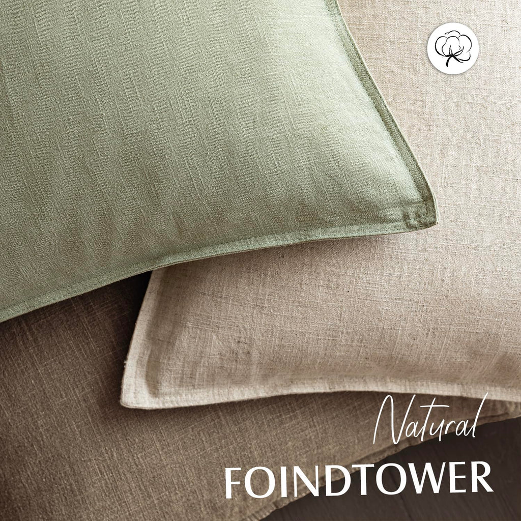 Linen Solid Decorative Throw Pillow Cover 24x24 Inch Light Green