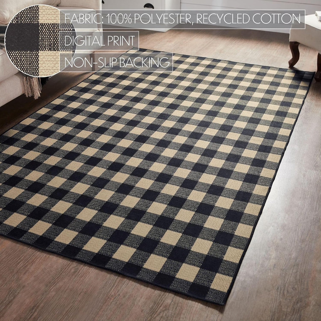 Black Check Indoor Rug Rect 60x96, Polyester Area Rug, Accent Rug, Floor Decor, Black Check Collection, Rectangle