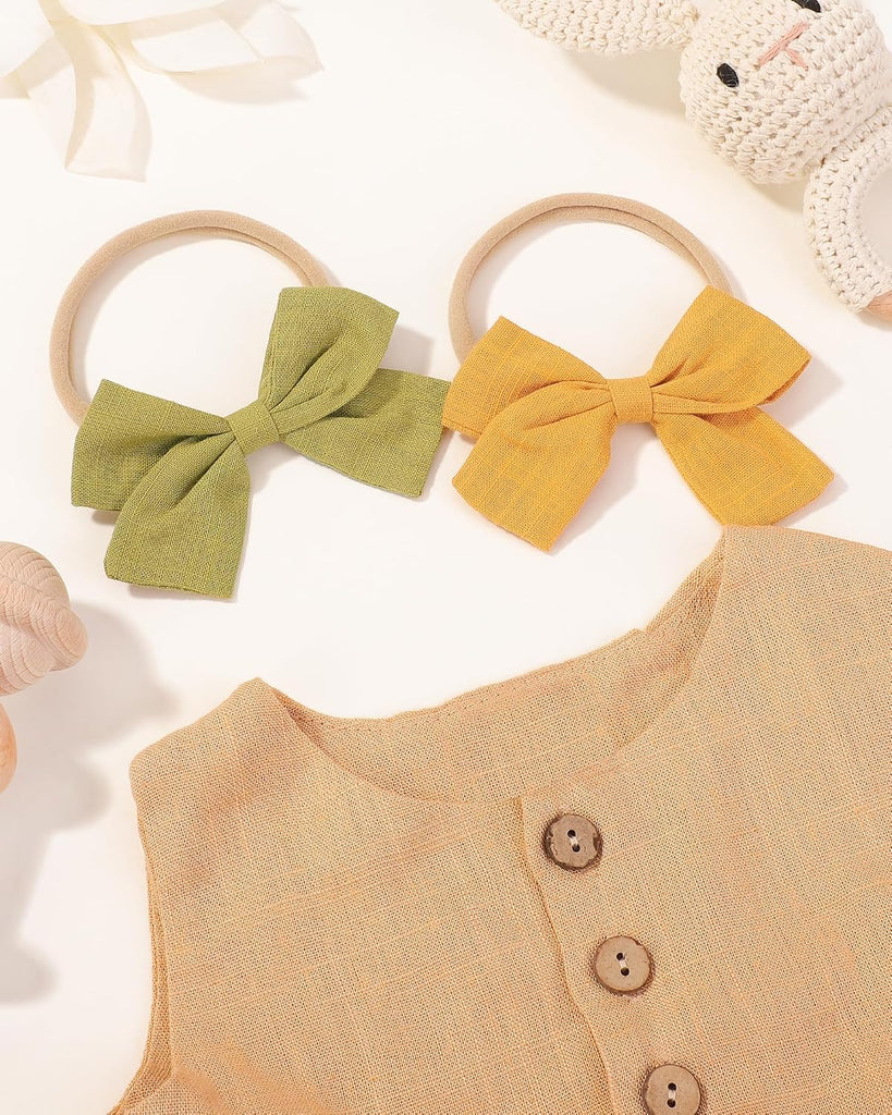 20pcs Baby Girls Nylon Hair Bows Headbands Linen Hair Bands